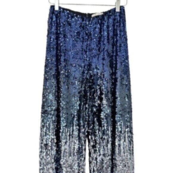 Alice + Oliva Elba Ombre Sequin Azure Multi Straight Wide Leg Pants Size S - Picture 4 of 12